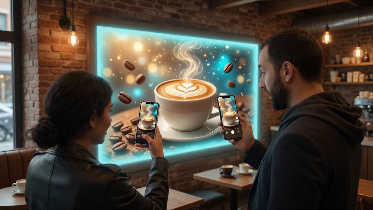 Café phone WebAR portal example for local venues — IlumARella